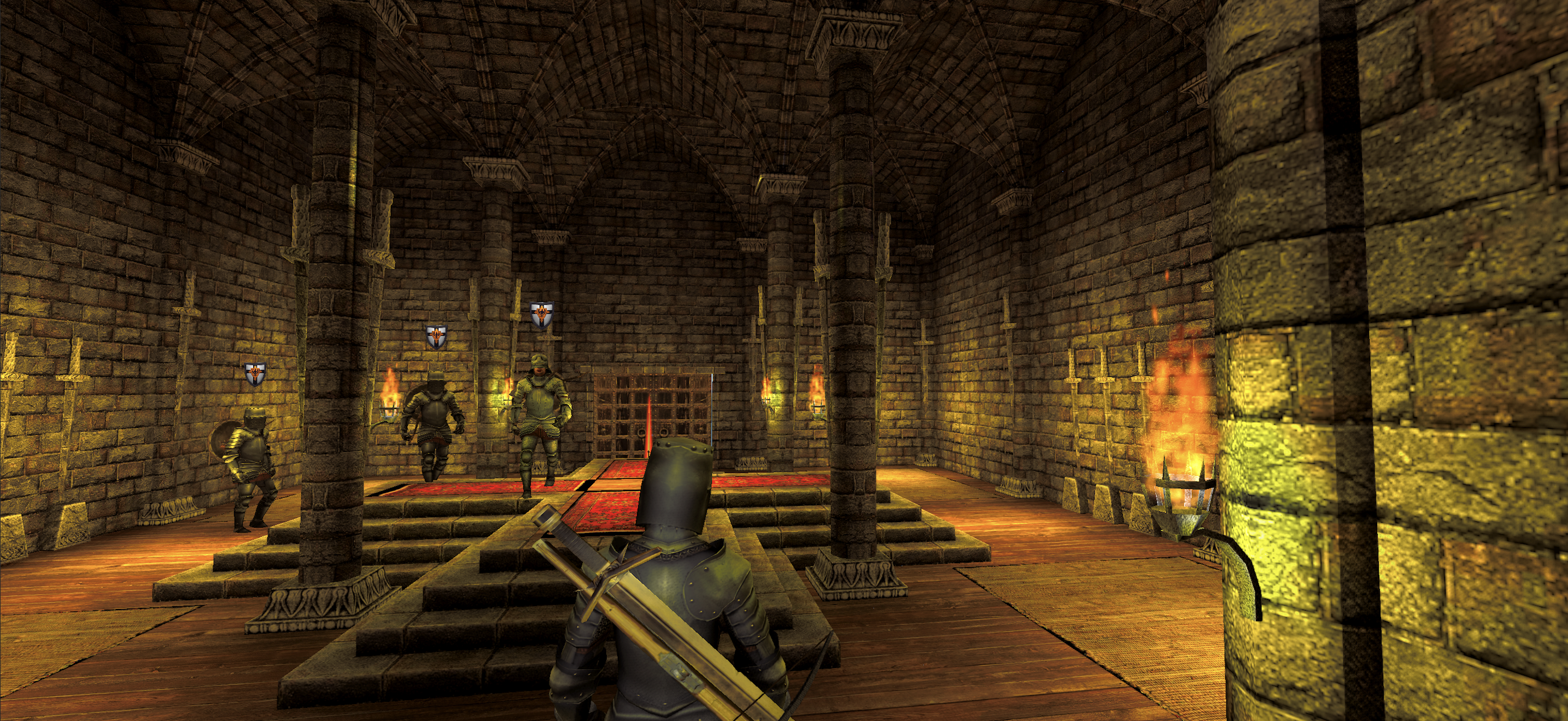 Nighttime fortress scene in Nine Crowns of Faenord